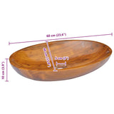 Basin Solid Teak Wood 60x40x10 cm