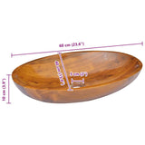 Basin Solid Teak Wood 60x40x10 cm - Side View