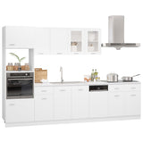 7 Piece Kitchen Cabinet Set Lyon White Engineered Wood - Front View