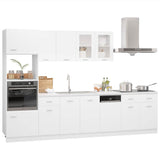7 Piece Kitchen Cabinet Set Lyon White Engineered Wood - Side View