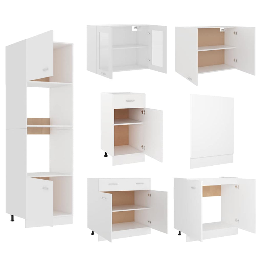 7 Piece Kitchen Cabinet Set Lyon" White Engineered Wood