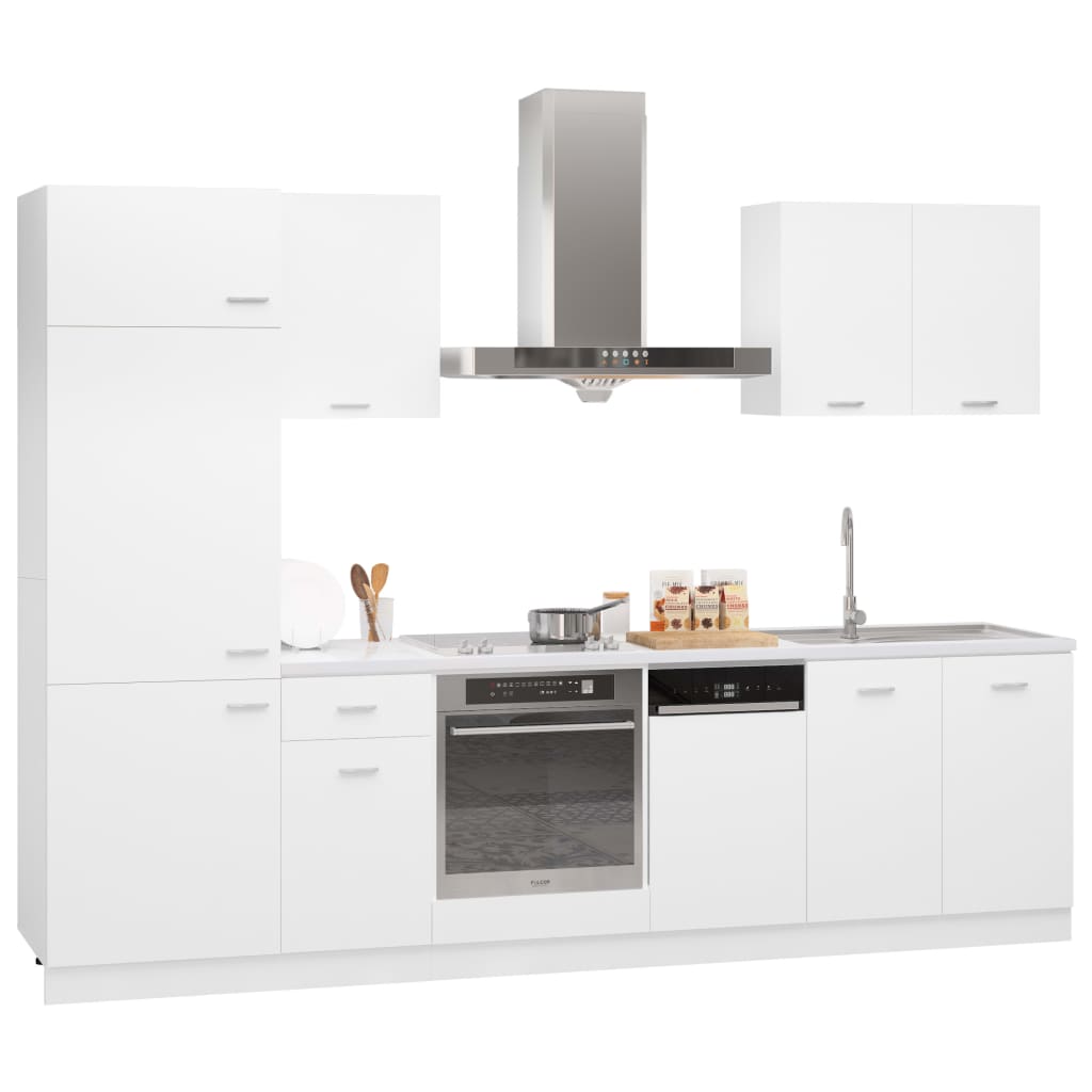 7 Piece Kitchen Cabinet Set Lyon White Engineered Wood