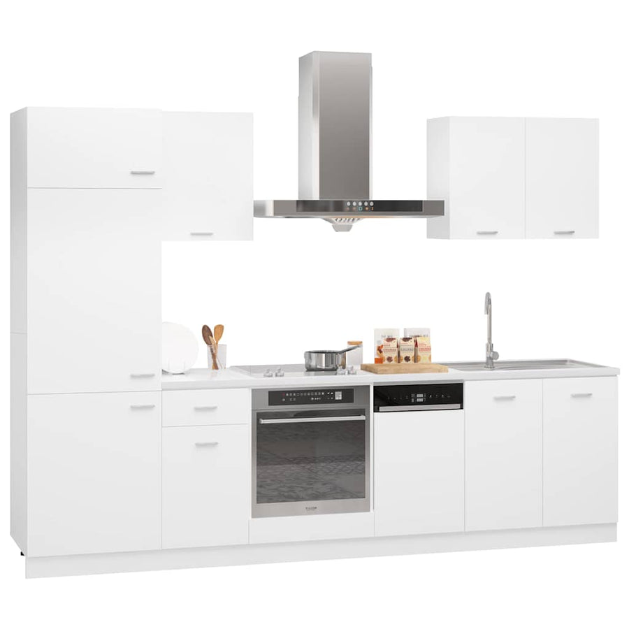 7 Piece Kitchen Cabinet Set Lyon" White Engineered Wood