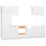 7 Piece Kitchen Cabinet Set Lyon White Engineered Wood - Side View