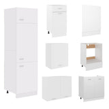 7 Piece Kitchen Cabinet Set Lyon White Engineered Wood - Top-Down View