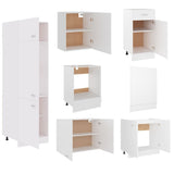 7 Piece Kitchen Cabinet Set Lyon White Engineered Wood - 45-Degree Angle