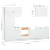 7 Piece Kitchen Cabinet Set Lyon White Engineered Wood