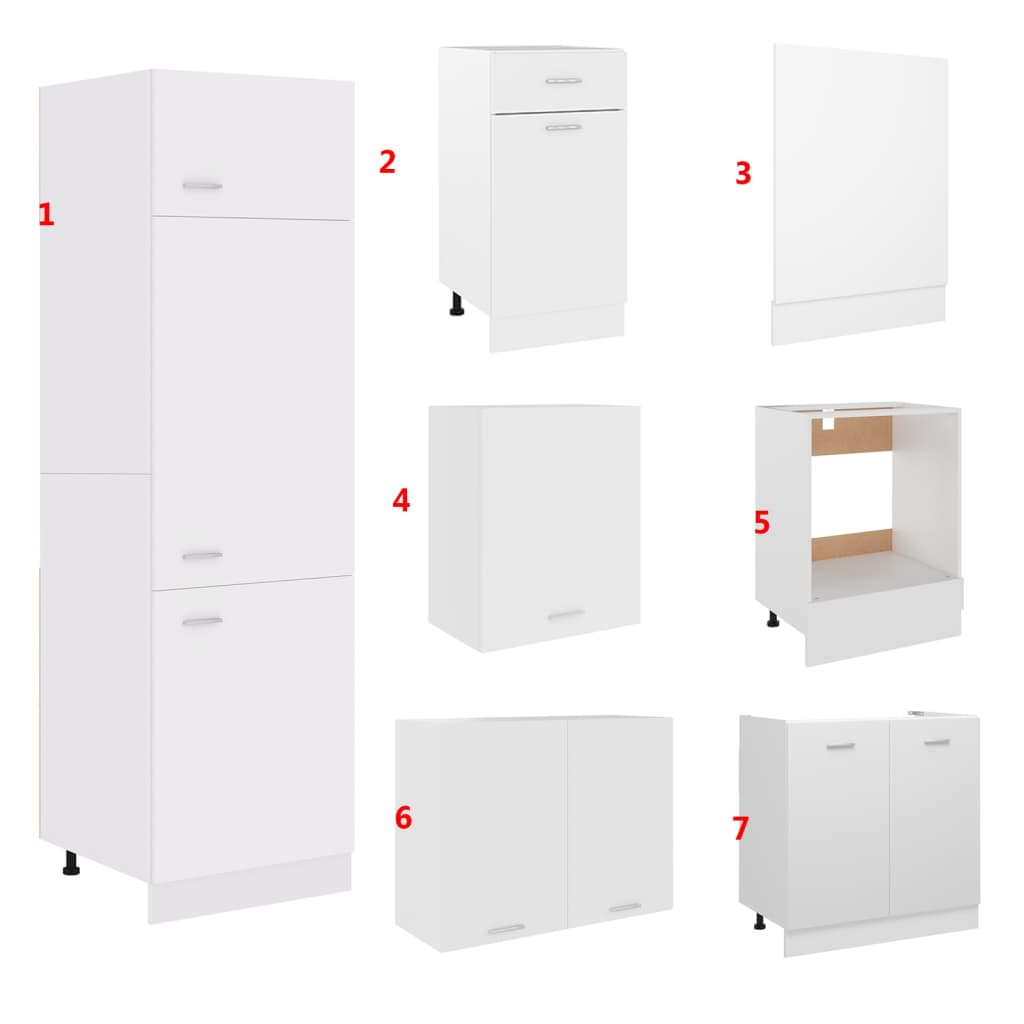 7 Piece Kitchen Cabinet Set Lyon White Engineered Wood