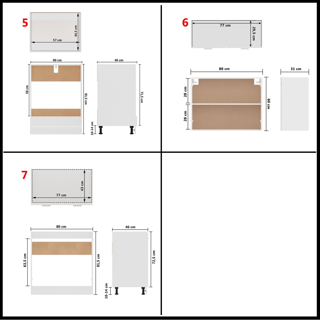 7 Piece Kitchen Cabinet Set Lyon White Engineered Wood