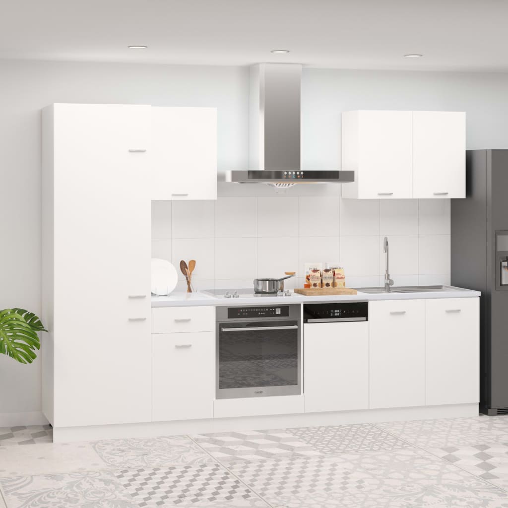 7 Piece Kitchen Cabinet Set Lyon White Engineered Wood