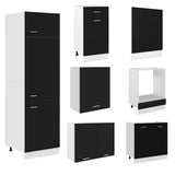 7 Piece Kitchen Cabinet Set Lyon Black Engineered Wood - Top-Down View