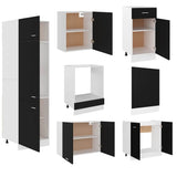 7 Piece Kitchen Cabinet Set Lyon Black Engineered Wood - 45-Degree Angle