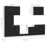 7 Piece Kitchen Cabinet Set Lyon Black Engineered Wood