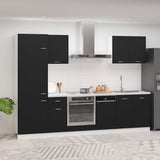 7 Piece Kitchen Cabinet Set Lyon Black Engineered Wood