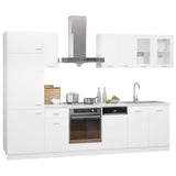8 Piece Kitchen Cabinet Set Lyon White Engineered Wood - Front View