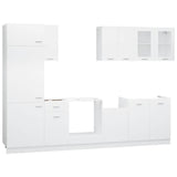 8 Piece Kitchen Cabinet Set Lyon White Engineered Wood - Side View