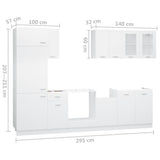 8 Piece Kitchen Cabinet Set Lyon White Engineered Wood - Low Angle