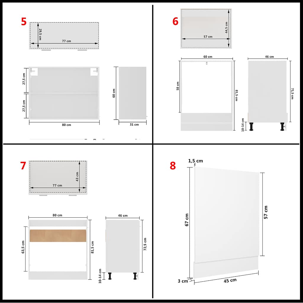 8 Piece Kitchen Cabinet Set Lyon White Engineered Wood