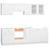 8 Piece Kitchen Cabinet Set Lyon White Engineered Wood - Side View