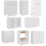 8 Piece Kitchen Cabinet Set Lyon White Engineered Wood - Top-Down View