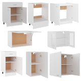 8 Piece Kitchen Cabinet Set Lyon White Engineered Wood - 45-Degree Angle