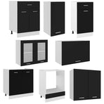 8 Piece Kitchen Cabinet Set Black Engineered Wood