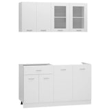 4 Piece Kitchen Cabinet Set Lyon White Engineered Wood - Front View