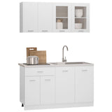 4 Piece Kitchen Cabinet Set Lyon White Engineered Wood - Side View