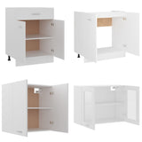4 Piece Kitchen Cabinet Set Lyon White Engineered Wood - 45-Degree Angle