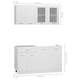 4 Piece Kitchen Cabinet Set Lyon White Engineered Wood - Low Angle
