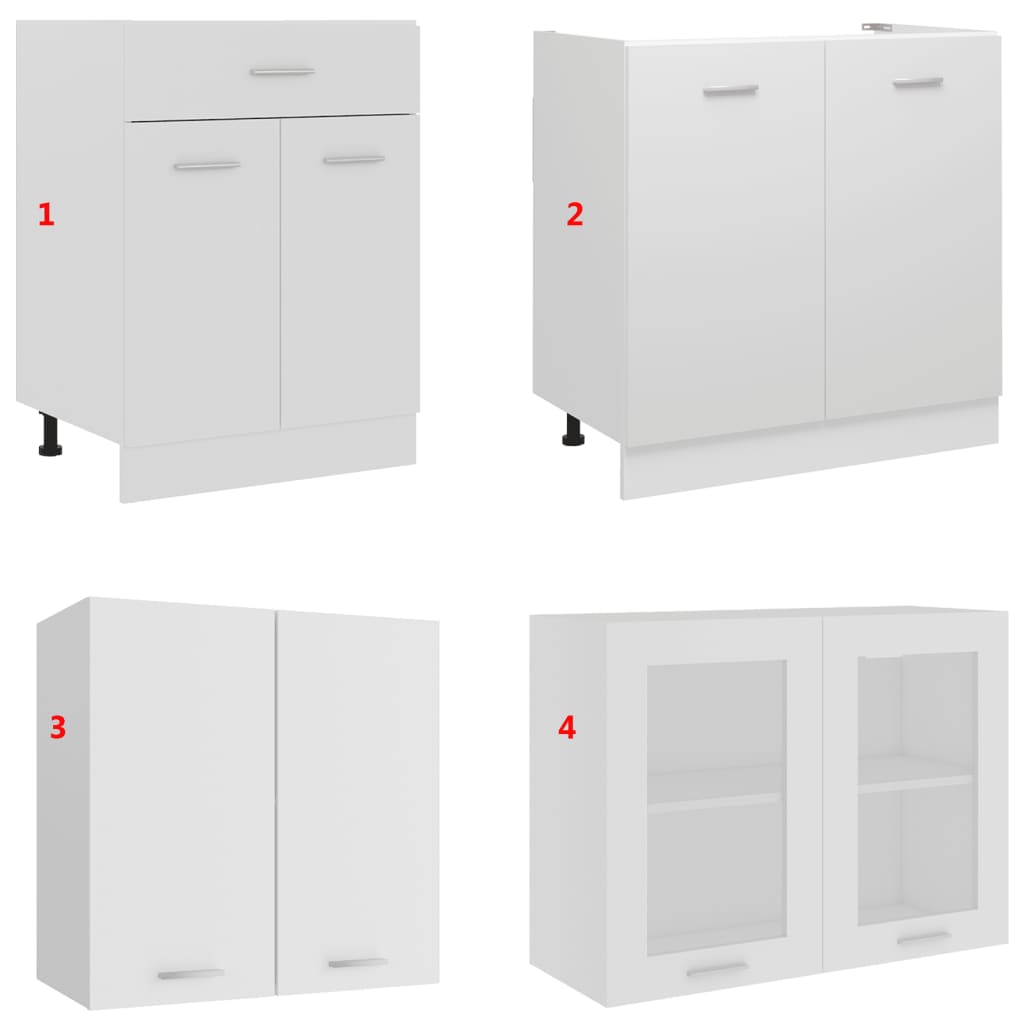 4 Piece Kitchen Cabinet Set Lyon White Engineered Wood