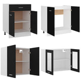 4 Piece Kitchen Cabinet Set Lyon Black Engineered Wood - 45-Degree Angle