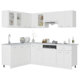 11 Piece Kitchen Cabinet Set Lyon White Engineered Wood - Front View
