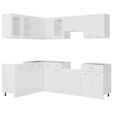 11 Piece Kitchen Cabinet Set Lyon White Engineered Wood - Side View