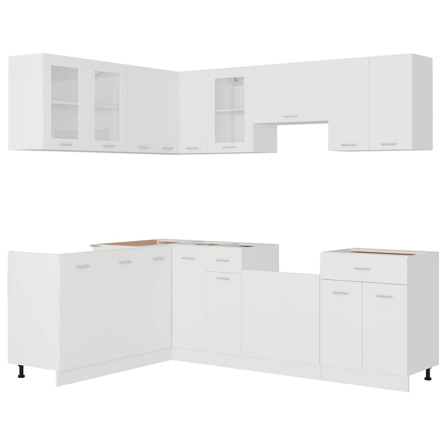 11 Piece Kitchen Cabinet Set Lyon" White Engineered Wood