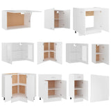 11 Piece Kitchen Cabinet Set Lyon White Engineered Wood - 45-Degree Angle