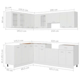 11 Piece Kitchen Cabinet Set Lyon White Engineered Wood