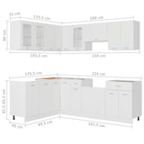 11 Piece Kitchen Cabinet Set Lyon White Engineered Wood - Close-Up Angle
