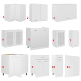11 Piece Kitchen Cabinet Set Lyon White Engineered Wood - Low Angle