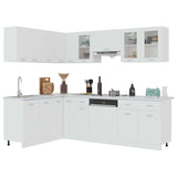 11 Piece Kitchen Cabinet Set Lyon White Engineered Wood - Front View