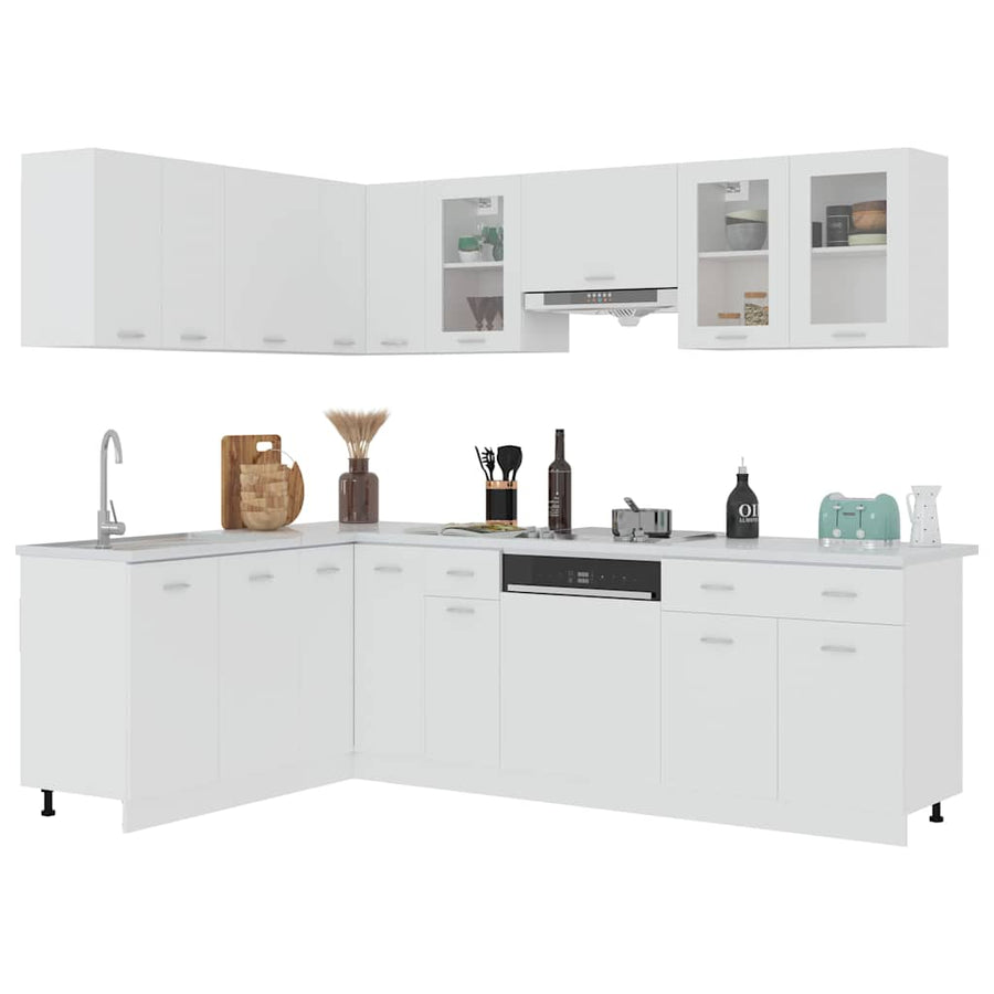 11 Piece Kitchen Cabinet Set Lyon" White Engineered Wood