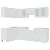 11 Piece Kitchen Cabinet Set Lyon White Engineered Wood - Side View
