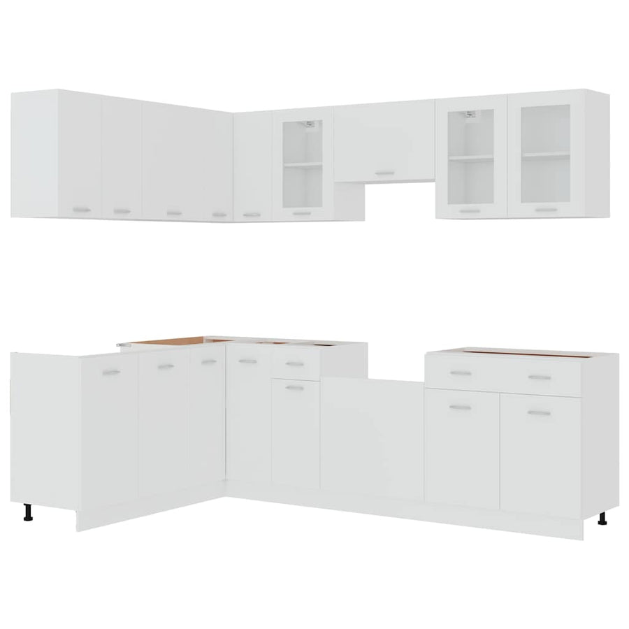 11 Piece Kitchen Cabinet Set Lyon" White Engineered Wood