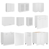 11 Piece Kitchen Cabinet Set Lyon White Engineered Wood - Top-Down View