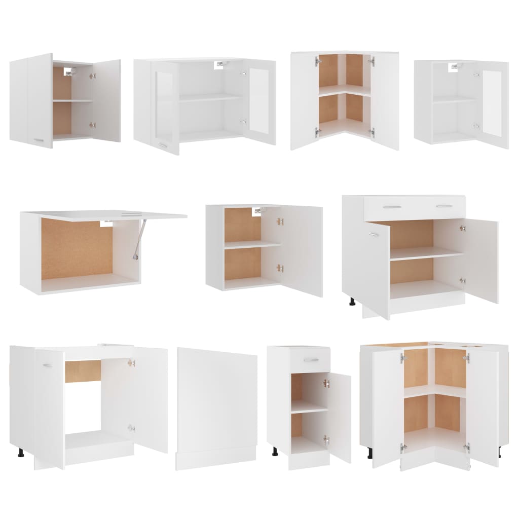 11 Piece Kitchen Cabinet Set Lyon White Engineered Wood