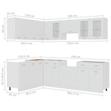 11 Piece Kitchen Cabinet Set Lyon White Engineered Wood