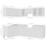 11 Piece Kitchen Cabinet Set Lyon White Engineered Wood - Close-Up Angle
