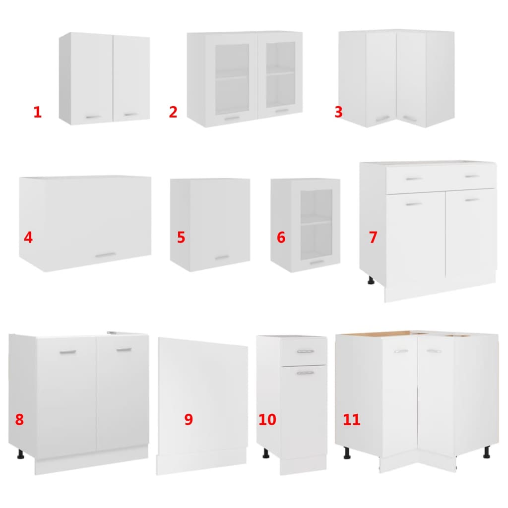 11 Piece Kitchen Cabinet Set Lyon White Engineered Wood