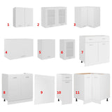 11 Piece Kitchen Cabinet Set Lyon White Engineered Wood - Low Angle