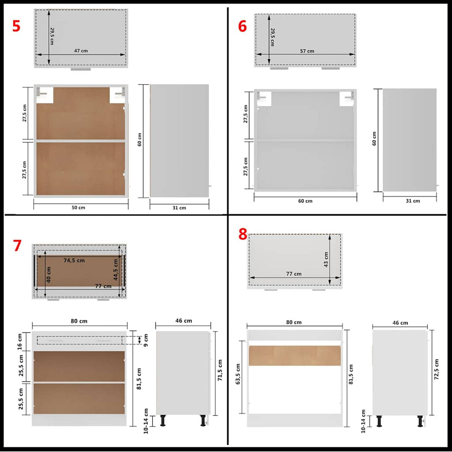 11 Piece Kitchen Cabinet Set Lyon" White Engineered Wood